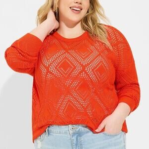 TORRID Women's Pointelle Pullover Long Sleeve Sweater - Large (12) - NWT
